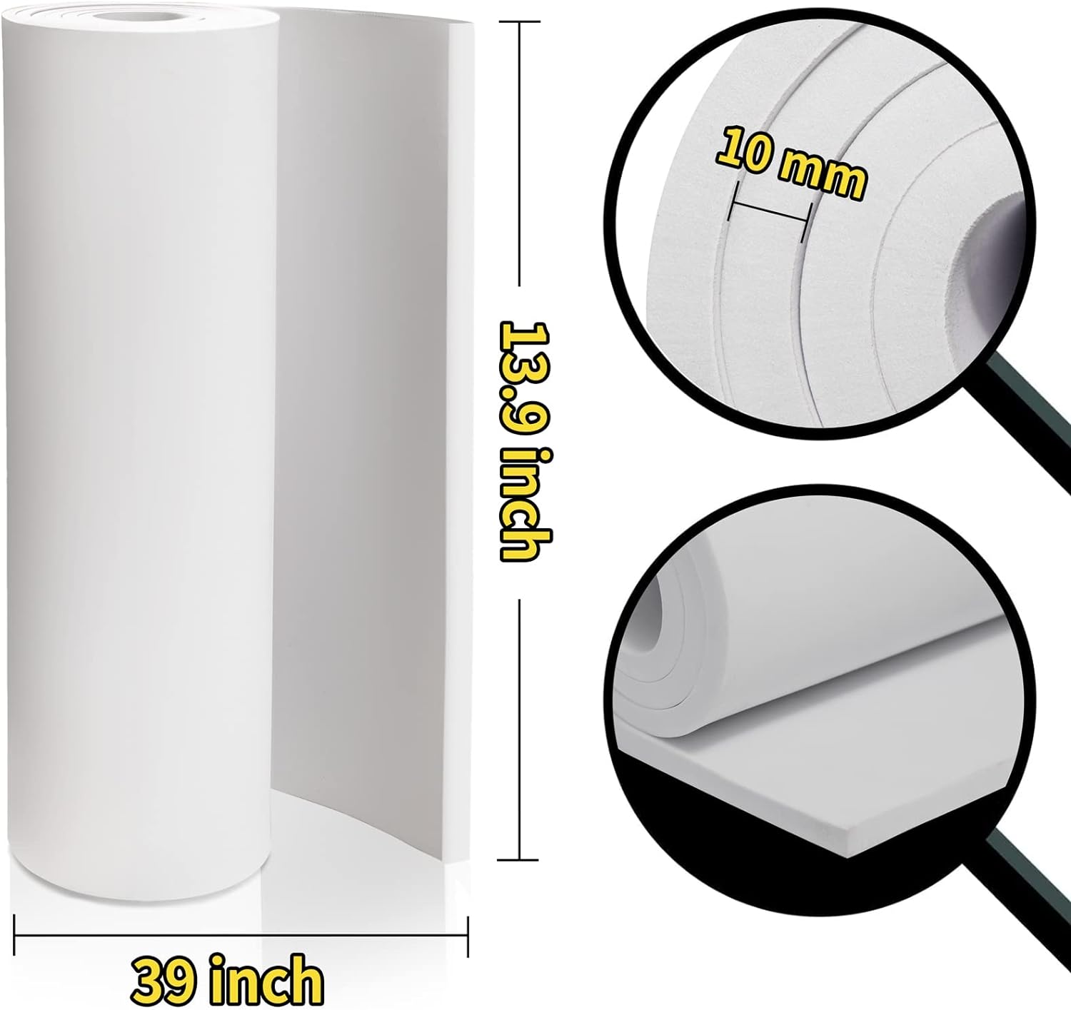 White Foam Sheets Roll ပရီမီယံ Cosplay Eva Foam Sheet 10mm အထူ 39&quot;x13.9&#39;&#39; High Density 86kg/m3 PAIDU မှ Cosplay ဝတ်စုံလက်မှုပညာ DIY ပရောဂျက်များအတွက်