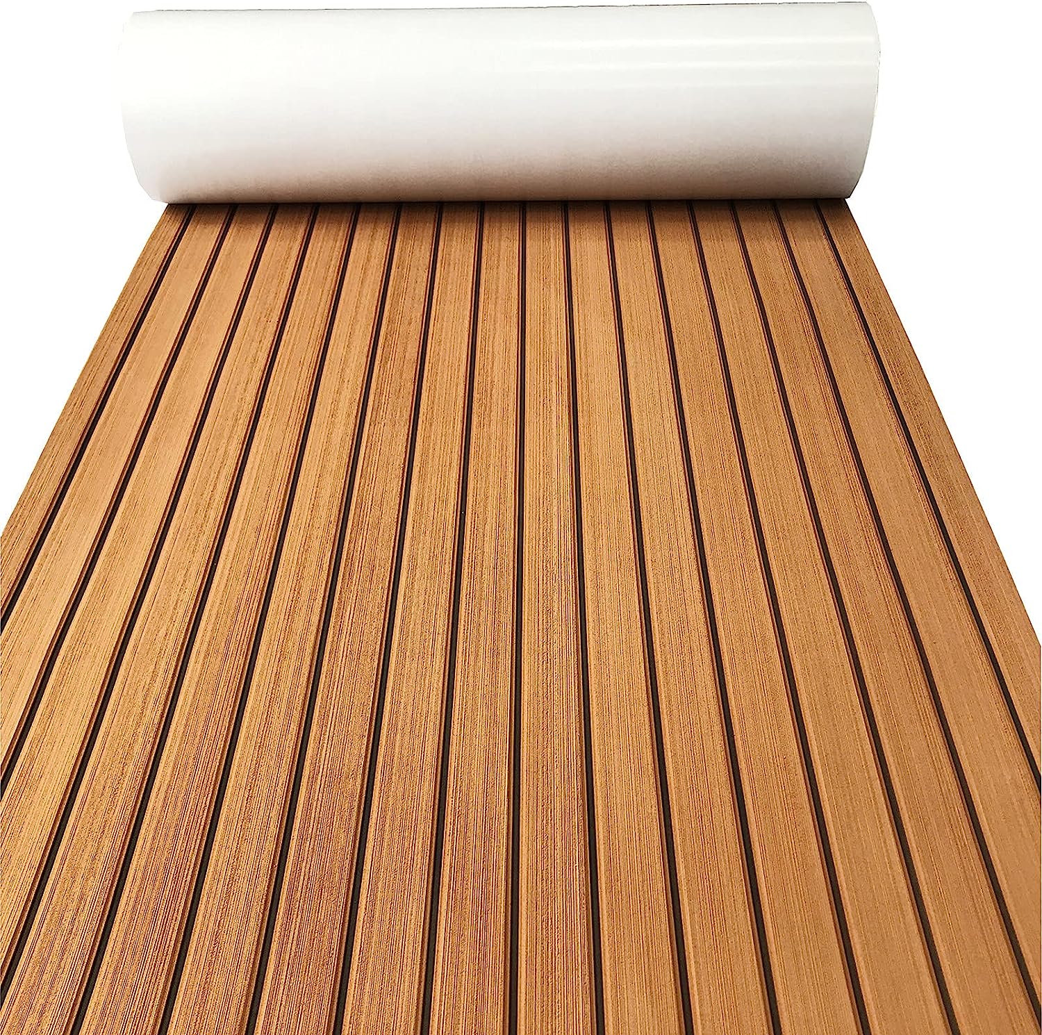 လှေကြမ်းခင်း Eva Foam Decking Sheet Faux Teak Marine Mat Marine Carpet Cooler Tops ထိုင်ခုံများအတွက် မော်တော်ဘုတ် RV Yacht Kayak Swim Platform 94&quot;x44&quot;/35&quot;/23&quot;/16&quot; စလစ်မကပ်သော မော်တော်ဘုတ်အတွက် ကပ်ခွာကြမ်းခင်း