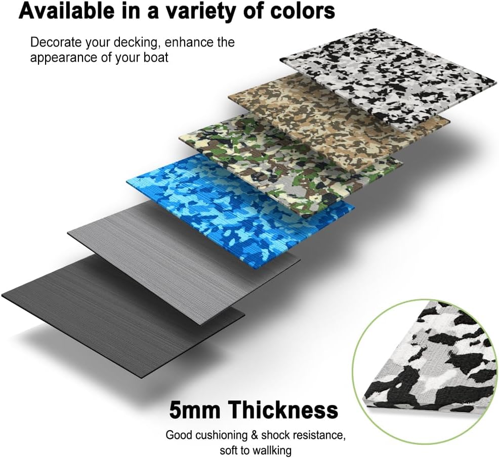 လှေကြမ်းခင်း Eva Foam Boat Decking Sheet Self Adhesive Marine Flooring Brushed Camo Marine Carpet for Boats Yacht Kayak Decking Cushioning Cooler Seating Helm Pad ရေကူး RV ဂေါက်တွန်းလှည်း Non Slip Pad By PAIDU