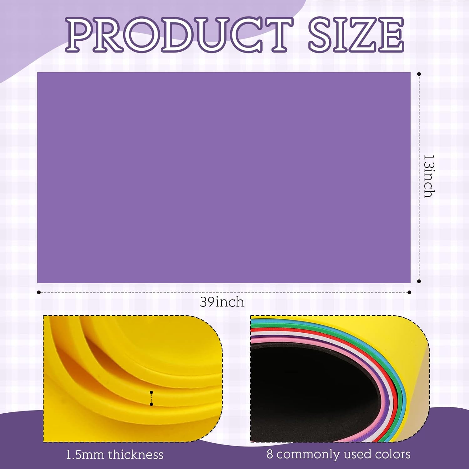 8 Pcs Craft Foam Sheets Bulk 39''x13'' Colored Eva Foam Roll High Density Foam Roll For Christmas Craft Classroom Scrapbooking DIY Cosplay Costume Armor Project Classic Colors 1.5 mm Thick By PAIDU