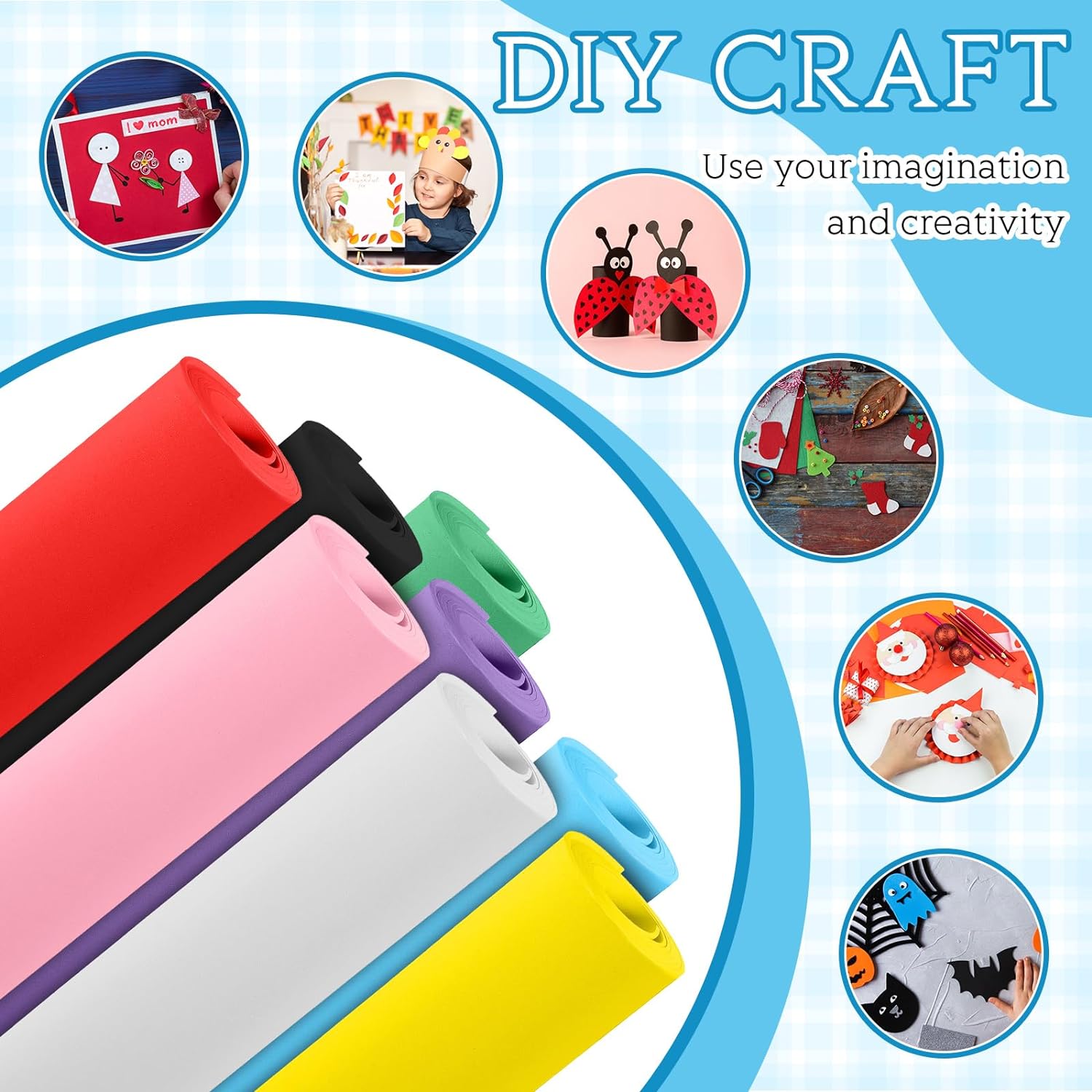 8 Pcs Craft Foam Sheets Bulk 39''x13'' Colored Eva Foam Roll High Density Foam Roll For Christmas Craft Classroom Scrapbooking DIY Cosplay Costume Armor Project Bright Colors 2 mm Thick By PAIDU)