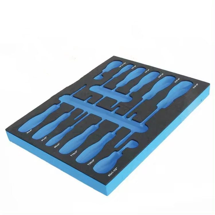 Paidu မြင့်မားသောသိပ်သည်းဆ ထုပ်ပိုးသည့်ပစ္စည်း စိတ်ကြိုက်ပုံစံထုပ်ပိုးခြင်း Foam အနက်ရောင်အရောင်ထွင်းထားသော Eva Foam